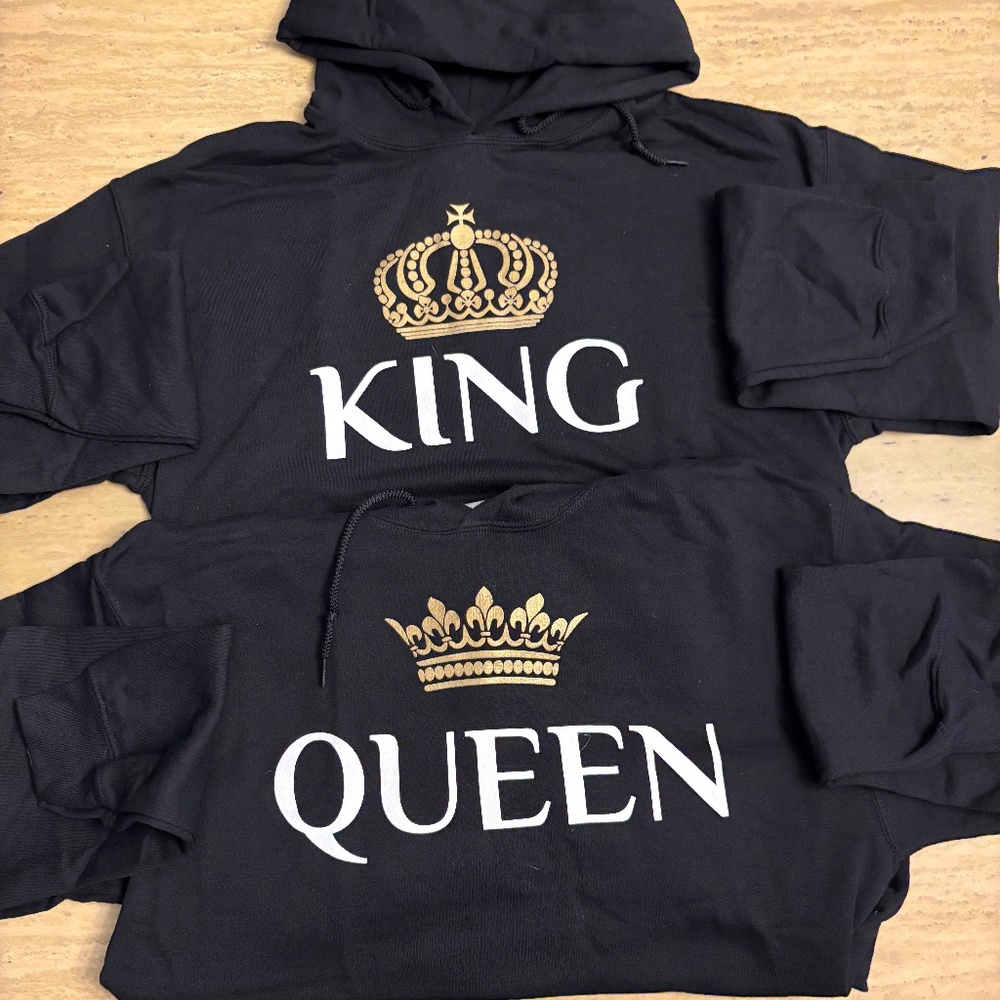 King & Queen Couples Black Hoodies Mediums